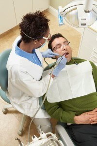 Male dental patient having sedation to stop his anxiety